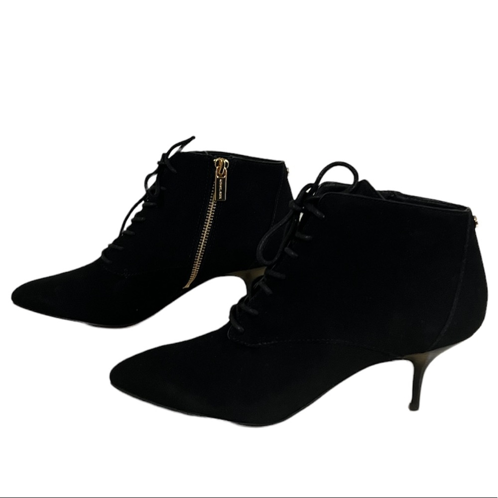 Michael Kors Black Suede Lace-Up Talulah Mid Bootie Size 7 1/2 M